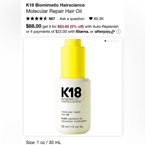 BNIB K18 Hair oil - Picture 1 of 4